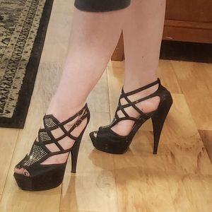 Satin Stilettos with Crystal Embellishments